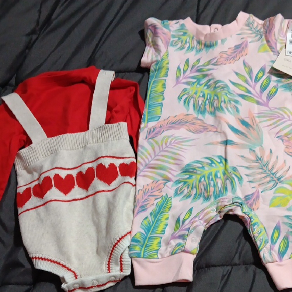 Colorful Baby Romper and Red Heart Outfit